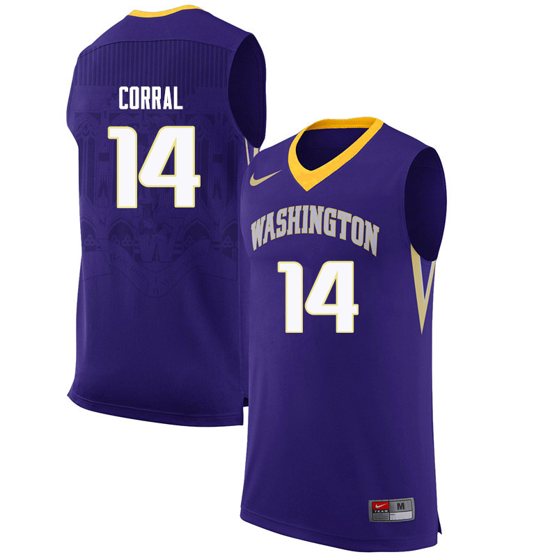 Men Washington Huskies #14 Heather Corral College Basketball Jerseys-Purple